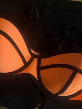 triangl swimwear Orange and Black Neoprene Bikini Top
